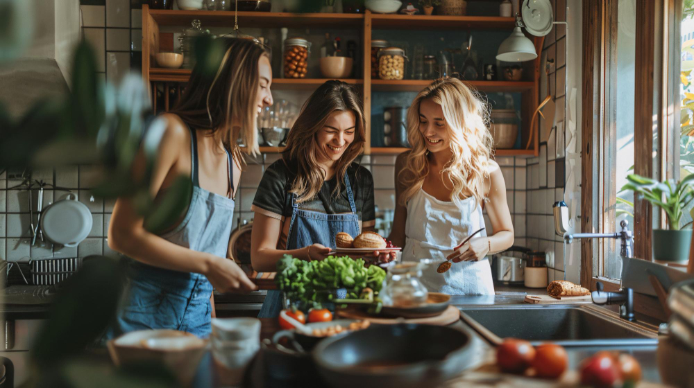 women in kitchen women in kitchen